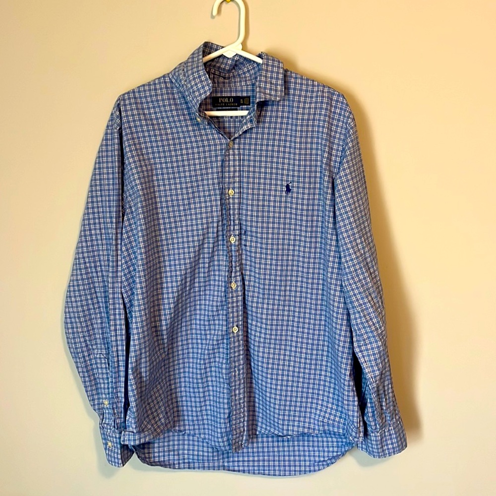Ralph Lauren blue checkered long sleeved; Classic fit